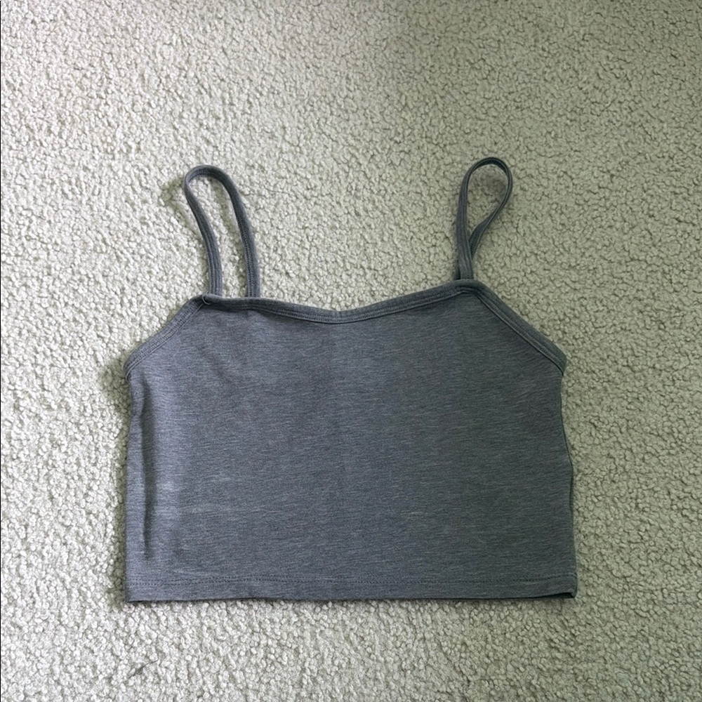 Gray Women's Ribbed Cropped Cami Top - H&M